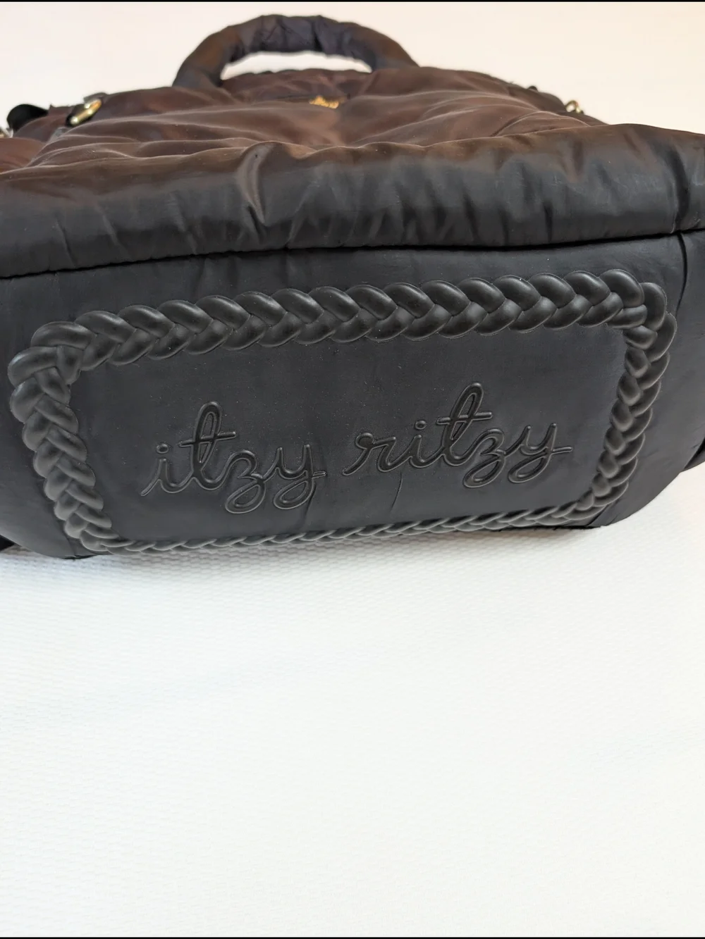 Itzy Ritzy Dream Convertible Diaper Bag Black Puffer + Pad